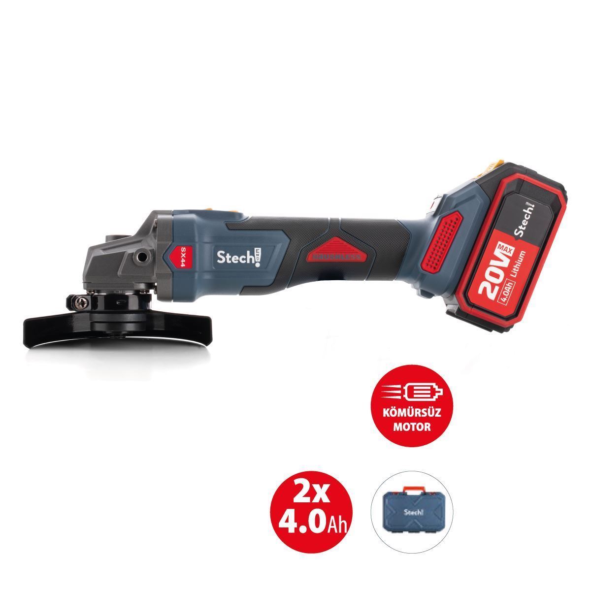 STECHEND SX44 AKÜLÜ AVUÇ TAŞLAMA 125 MM 4 AMPER
